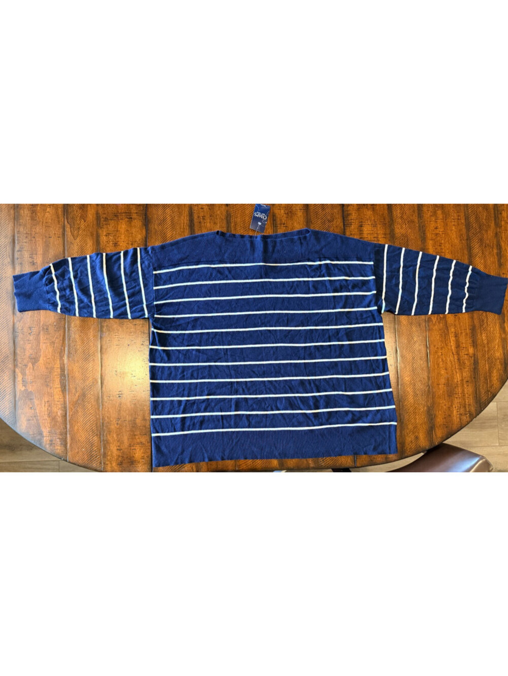 Chaps Women's 3X Navy Blue White Striped Boat Neck Sweater Pullover NWT